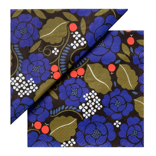 Marimekko Black/Blue Sonja Lunch Napkins 3 Marimekko Black/Blue Sonja Lunch Napkins