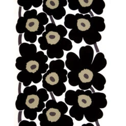 Marimekko Black Unikko Short Tablecloth