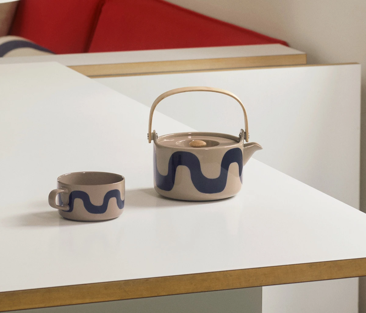 Marimekko Dark Blue / Terra Seireeni Oiva Teapot 3 Marimekko Dark Blue / Terra Seireeni Oiva Teapot