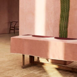 Marimekko Harka Wine / Pink / Tan Tablecloth -Artful Dining marimekko harka wine pink tan tablecloth 67