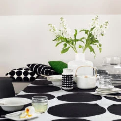 Marimekko Kivet White / Black Tablecloth -Artful Dining marimekko kivet white black tablecloth 142