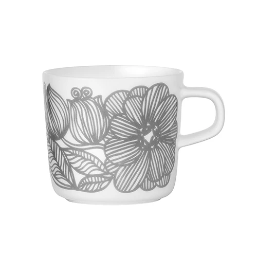 Marimekko Geranium White/Grey Coffee Cup 3 Marimekko Geranium White/Grey Coffee Cup