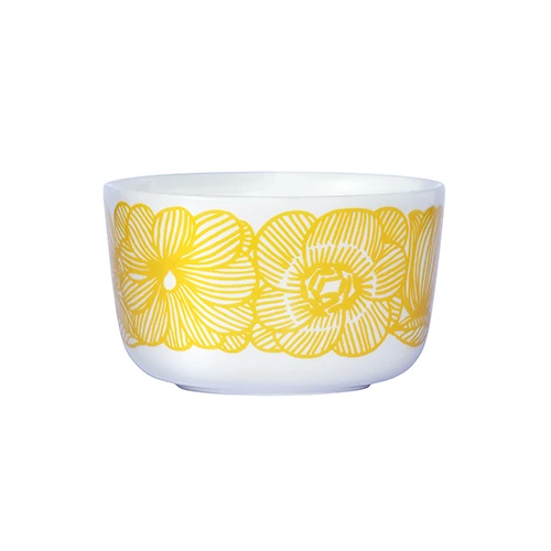 Marimekko Geranium White/Yellow Dessert Bowl 4 Marimekko Geranium White/Yellow Dessert Bowl - Image 2
