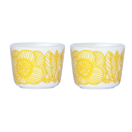 Marimekko Geranium White/Yellow Egg Cup Set 4 Marimekko Geranium White/Yellow Egg Cup Set - Image 2