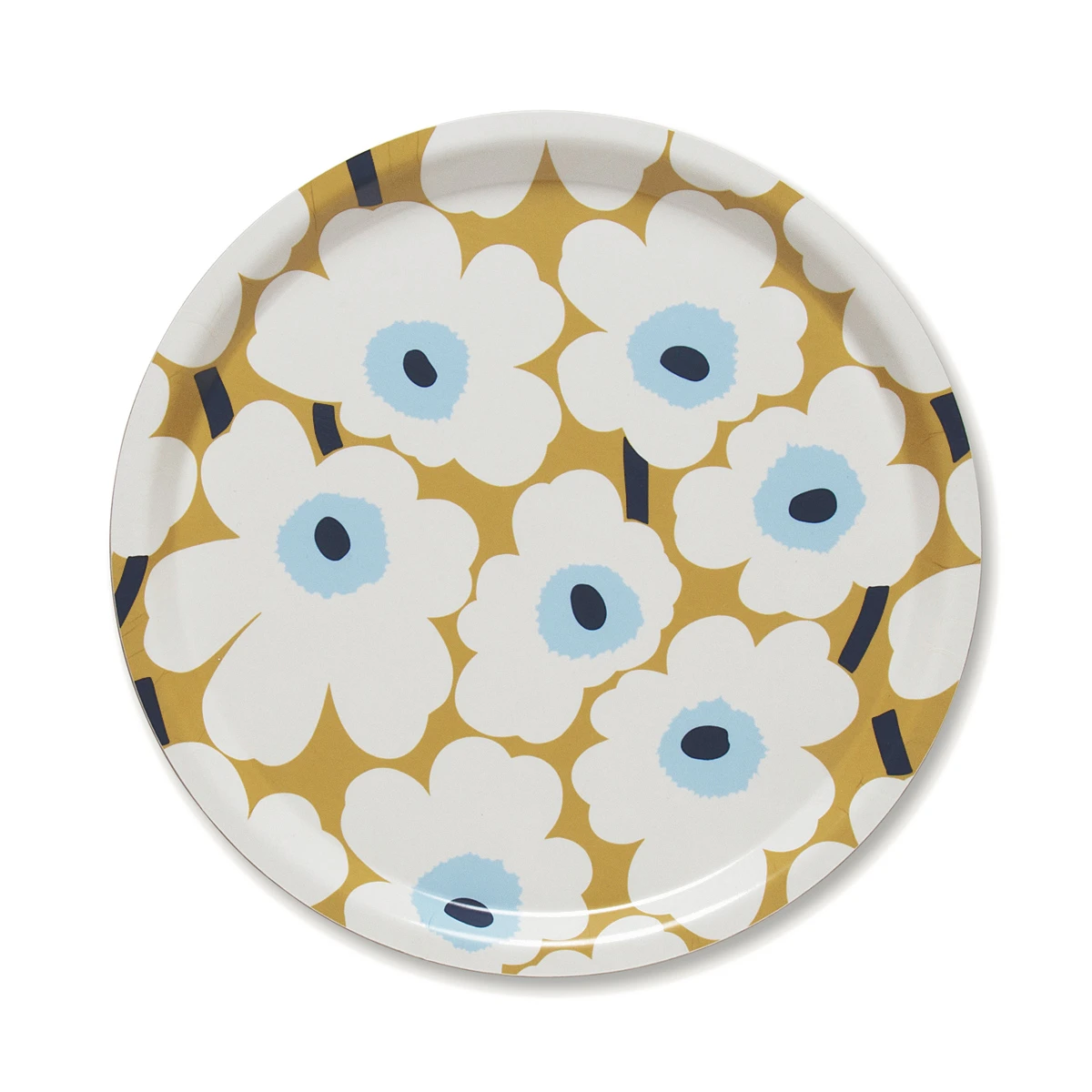 Marimekko Mini Unikko Beige / Blue Round Tray 3 Marimekko Mini Unikko Beige / Blue Round Tray