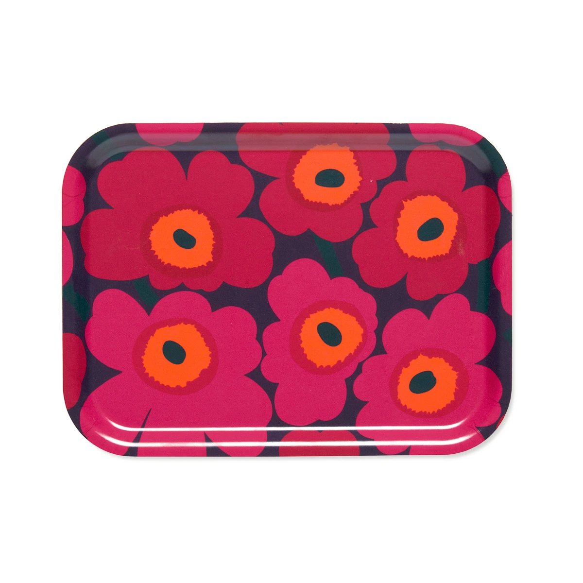 Marimekko Mini-Unikko Plum / Red Small Tray 3 Marimekko Mini-Unikko Plum / Red Small Tray