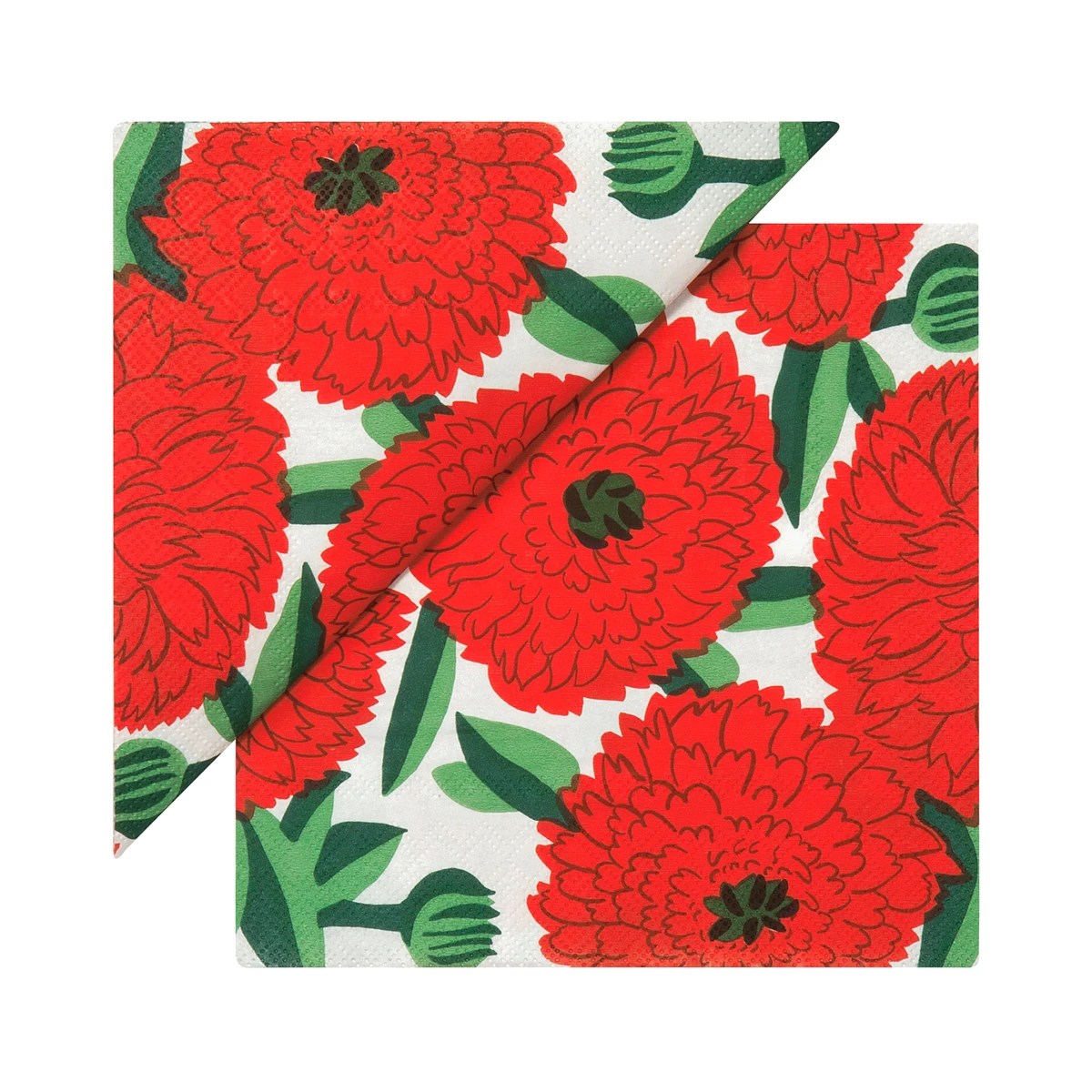 Marimekko Primavera Orange / Green Cocktail Napkins 3 Marimekko Primavera Orange / Green Cocktail Napkins