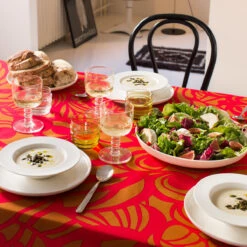 Marimekko Raakel Ochre / Red Tablecloth -Artful Dining marimekko raakel ochre red short tablecloth 62