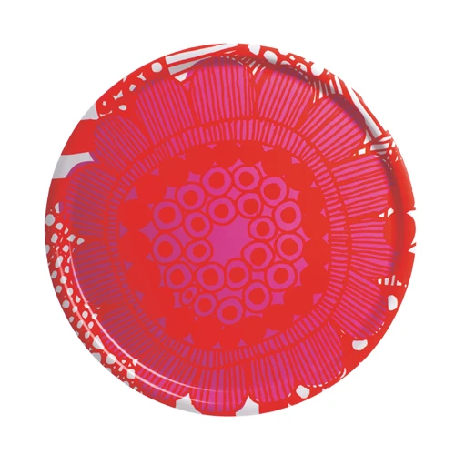 Marimekko Red Siirtolapuutarha Round Tray 3 Marimekko Red Siirtolapuutarha Round Tray