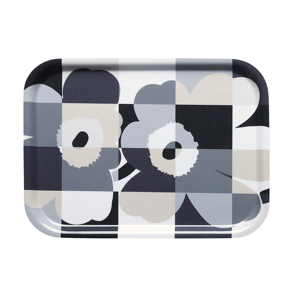 Marimekko Ruutu-Unikko Black Small Tray 3 Marimekko Ruutu-Unikko Black Small Tray