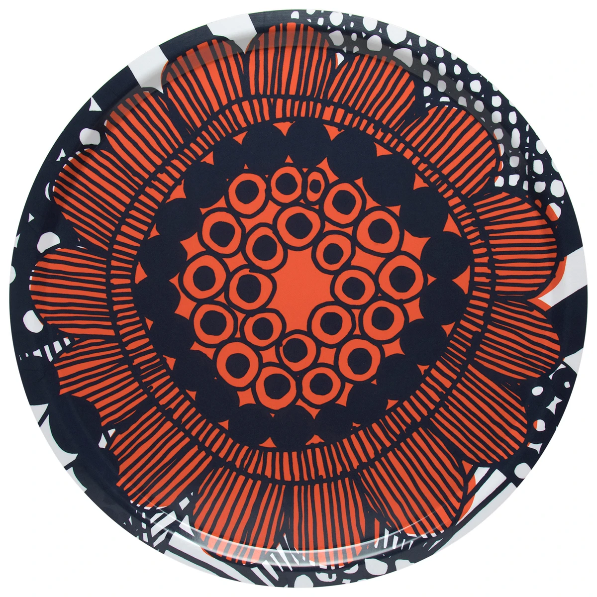 Marimekko Siirtolapuutarha Orange Large Round Serving Tray 3 Marimekko Siirtolapuutarha Orange Large Round Serving Tray