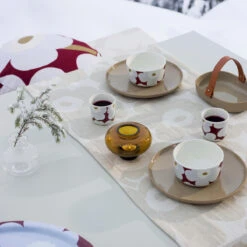 Marimekko Unikko Beige Woven Table Runner