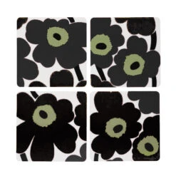 Marimekko Unikko Black Plywood Coaster Set Of 4