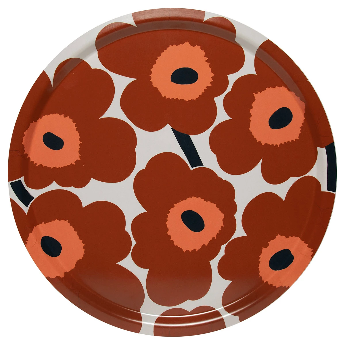Marimekko Unikko Brown / Beige / Navy Large Round Tray 3 Marimekko Unikko Brown / Beige / Navy Large Round Tray
