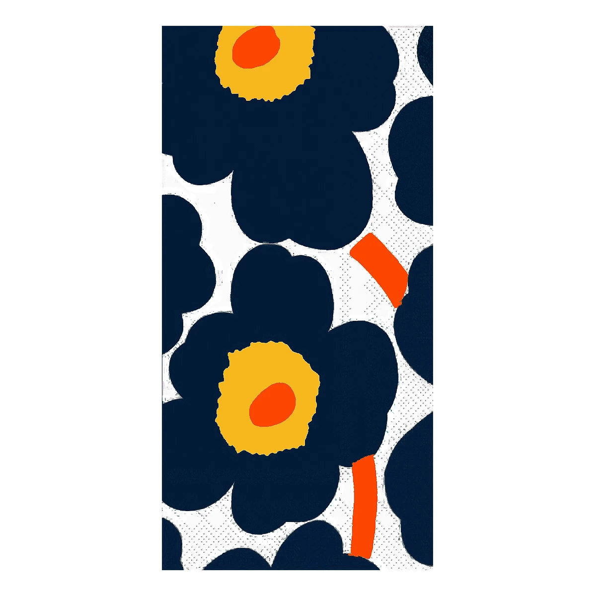Marimekko Unikko Navy / Yellow / Orange Buffet Napkins 3 Marimekko Unikko Navy / Yellow / Orange Buffet Napkins