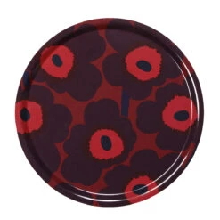 Marimekko Unikko Red / Plum Large Round Tray